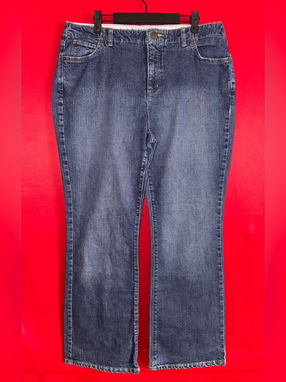 🔥#454-LANDS’ END Women's Medium Blue Flare Jeans In Excellent Condition Size.16